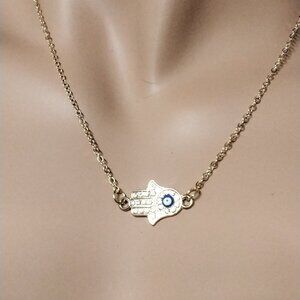 evil eye Hamsa hand necklace CZ gold tone Good Luck Charm Protection Pendant